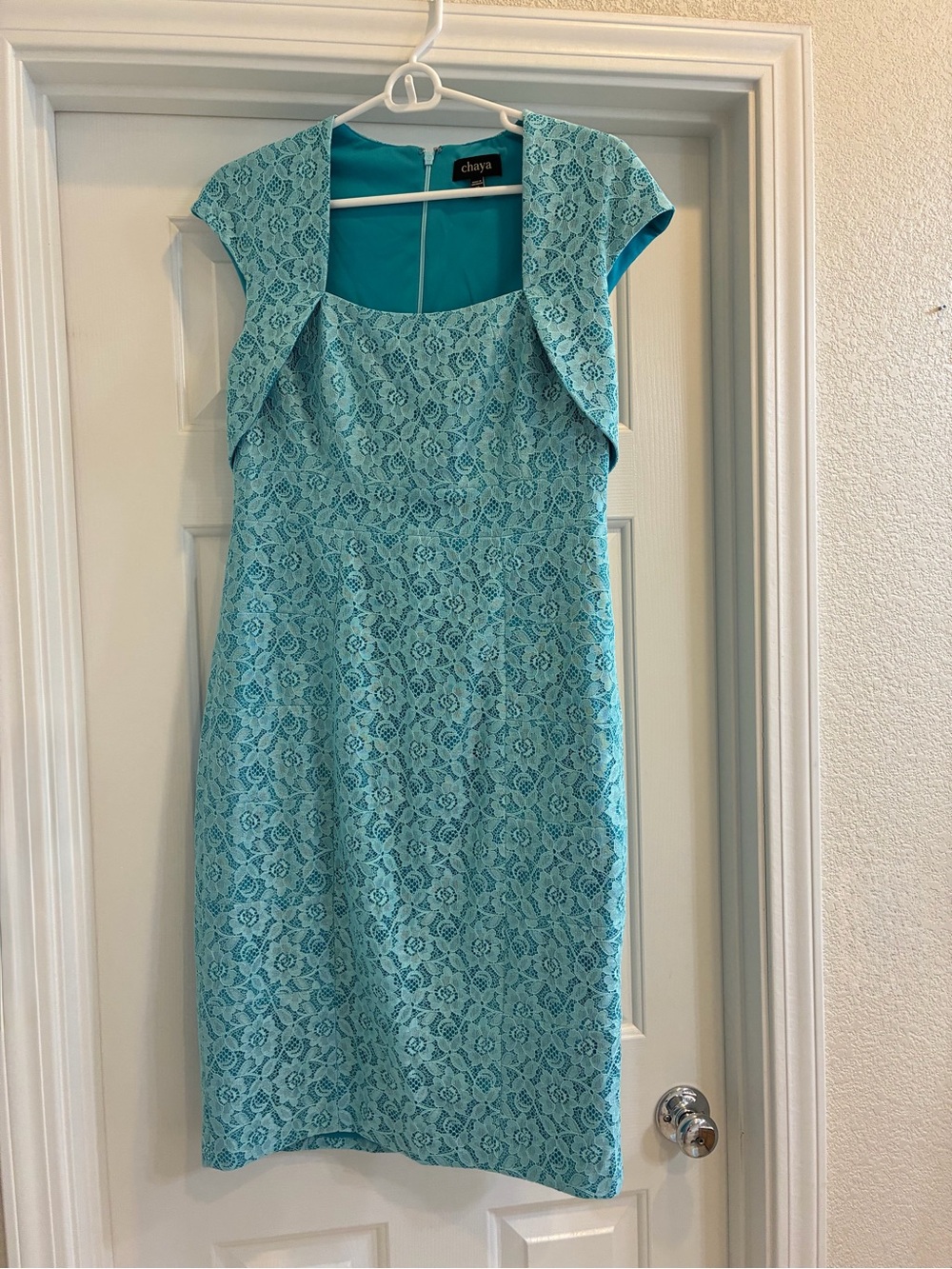 Chaya Turquoise Lace Sheath Dress